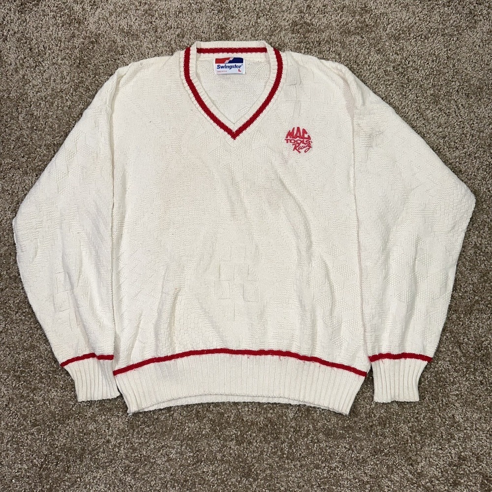 Vintage 90s Swingster Knit golf Sweatshirt Mac Tools Racing Men's Size Large